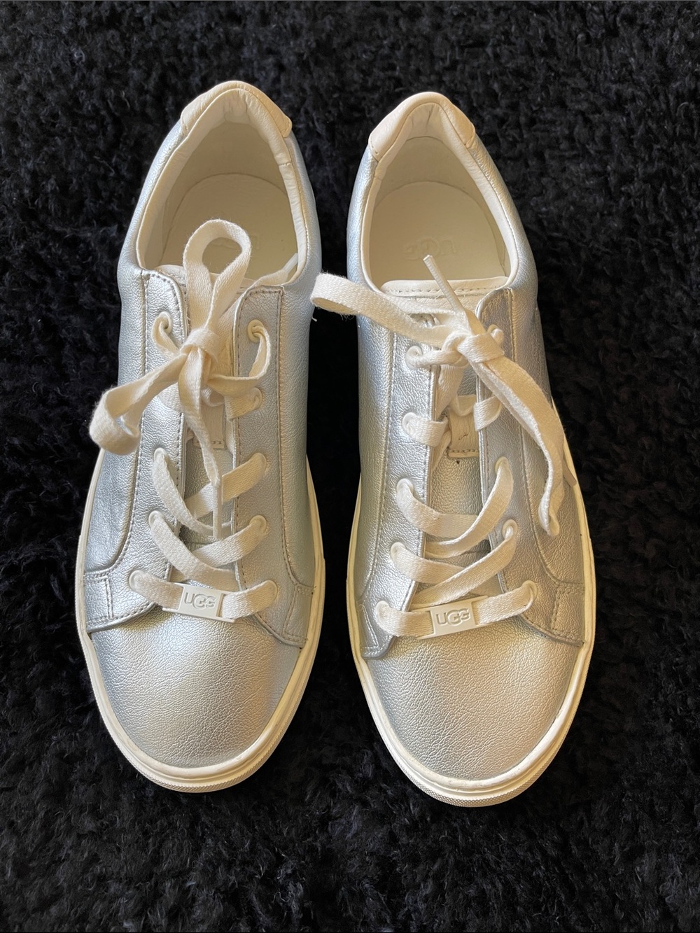 UGG Woman’s Silver Metallic Lace-Up Sneakers